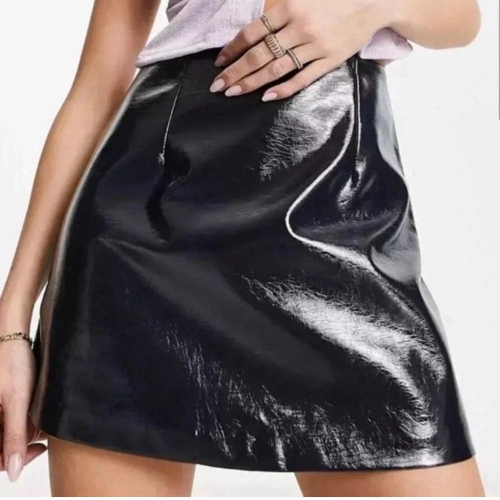 Abercrombie & Fitch Patent Vegan Leather Mini Skort